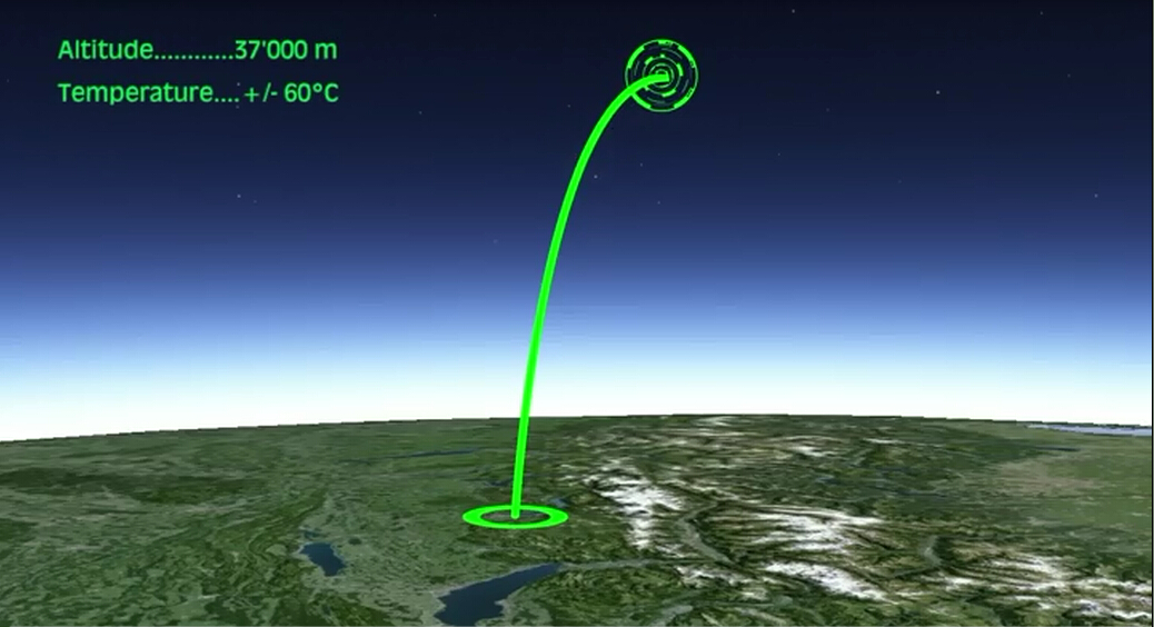 到达平流层37km处